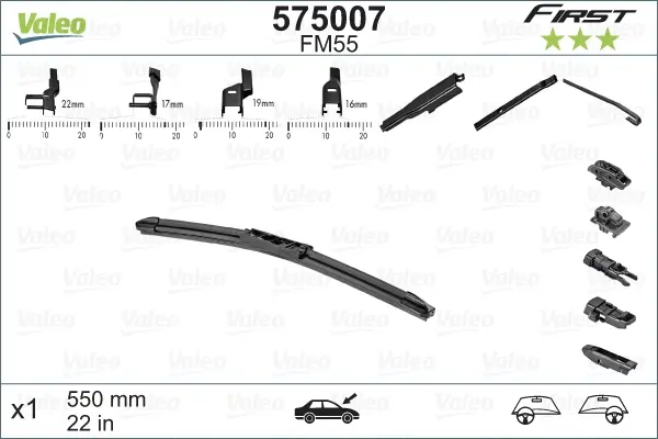 Silecek Süpürgesi - (Fiat Punto, Ducato, Panda, Doblo, Bravo, Stilo, Idea, Multipla, Strada, Fullback, Marea, Brava, Palio, Siena, Sandero, Duster, Logan, Dokker, Lodgy, 159, 156, Spider, GT, Brera, 145) - (VALEO-575007)
