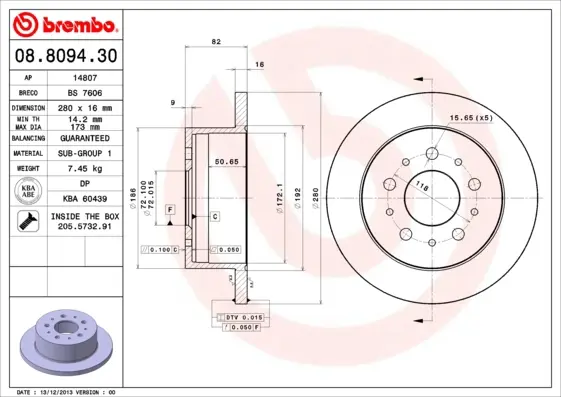 Fren Disk - (Fiat Ducato) - (BREMBO-08809430)