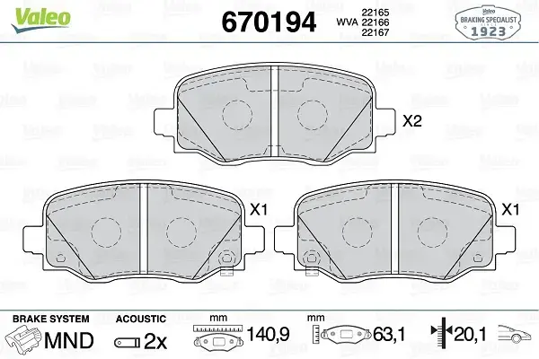 Fiat 500 Fren Balatası - (VALEO 670194) - (Fiat 500)